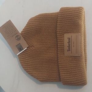 TIMBERLAND Est. 1973 Knit Beanie Color Wheat Brown w/Logo Leather Patch 